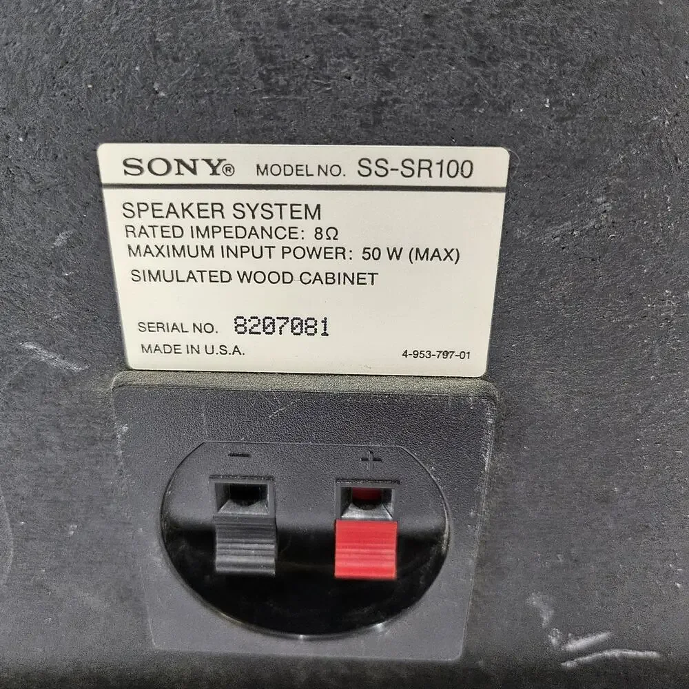 Sony SS-SR100 Bookshelf Speaker 8Ω 50W Vintage Hi-Fi Audio Black Tested